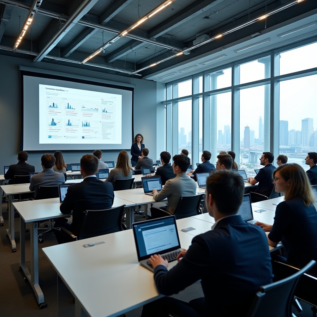 Sală de workshop pentru program intensiv de antreprenori
